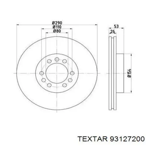 Передние тормозные диски 93127200 Textar