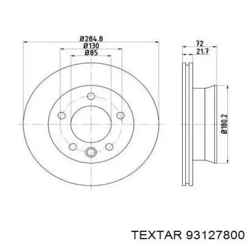 Передние тормозные диски 93127800 Textar