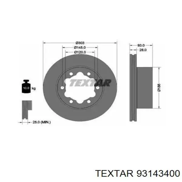 Тормозные диски 93143400 Textar