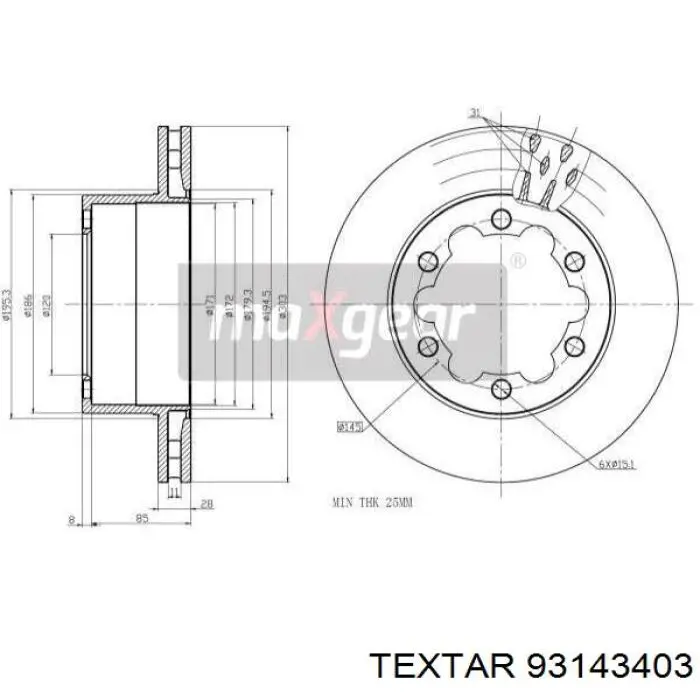 Задний тормозной диск Textar 93143403 цена, от 72.51 USD