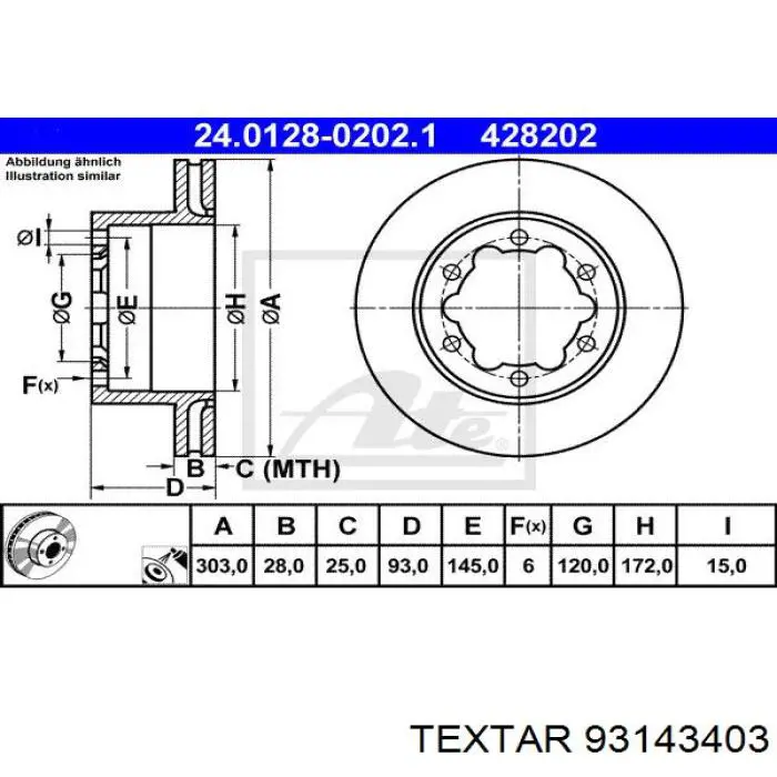 Купить 93143403 Textar Диск тормозной задний