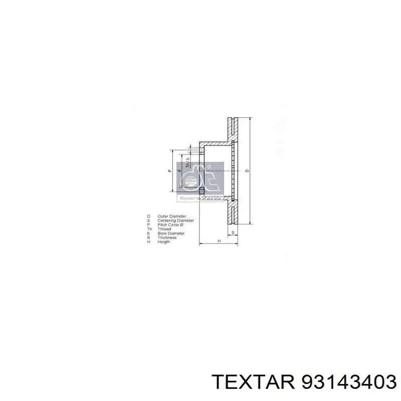 Задний дисковый тормоз Textar 93143403