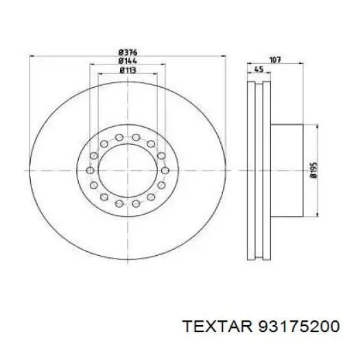 Передние тормозные диски 93175200 Textar