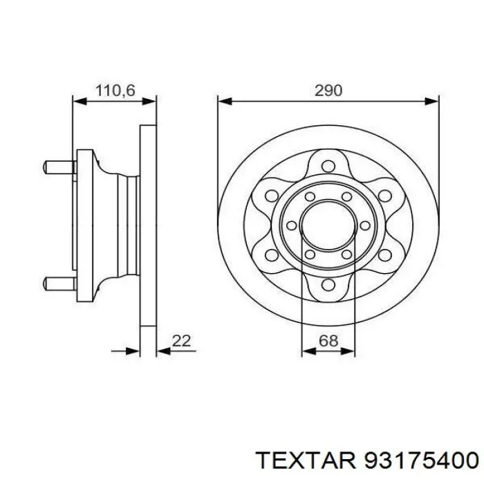 93175400 Textar Диск тормозной передний
