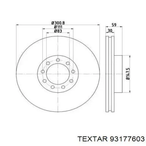 Передние тормозные диски 93177603 Textar