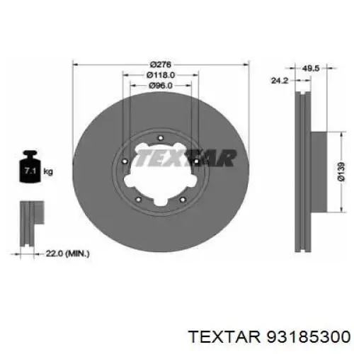 Передние тормозные диски 93185300 Textar