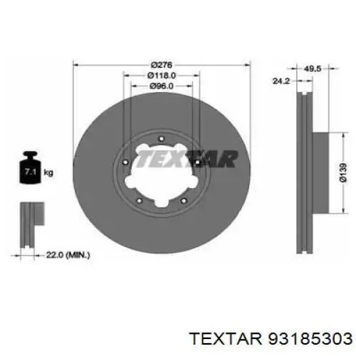 Передние тормозные диски 93185303 Textar