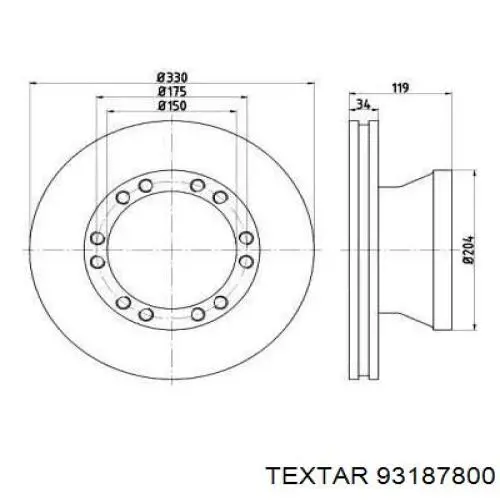 Передние тормозные диски 93187800 Textar