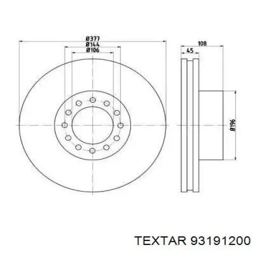 Передние тормозные диски 93191200 Textar