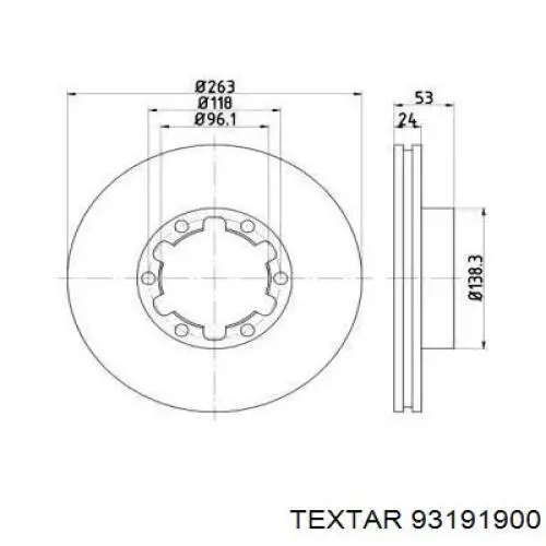 Передние тормозные диски 93191900 Textar