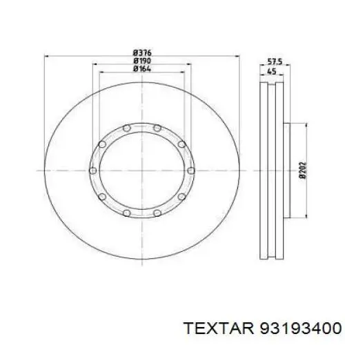 Тормозные диски 93193400 Textar