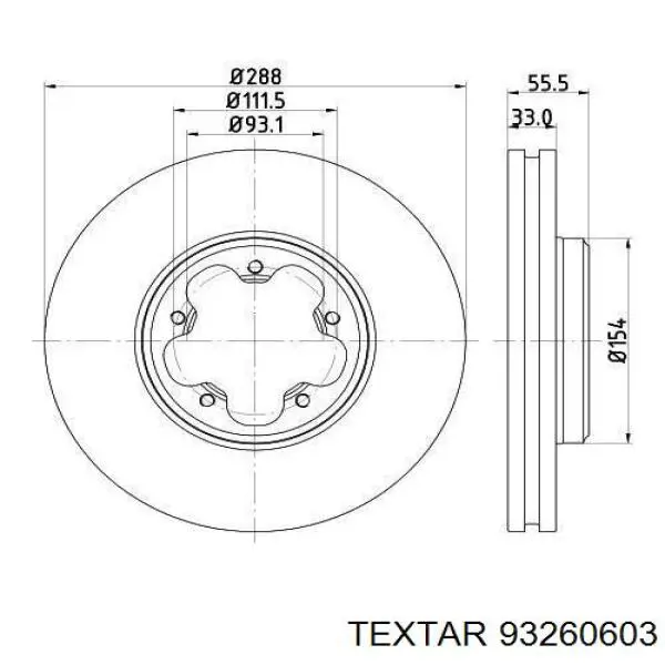 Передние тормозные диски 93260603 Textar