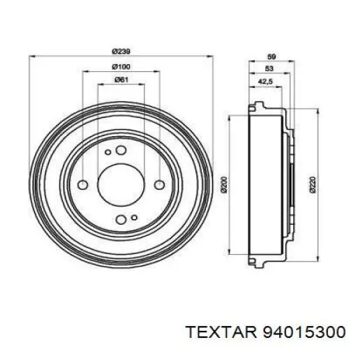 Тормозной барабан 94015300 Textar