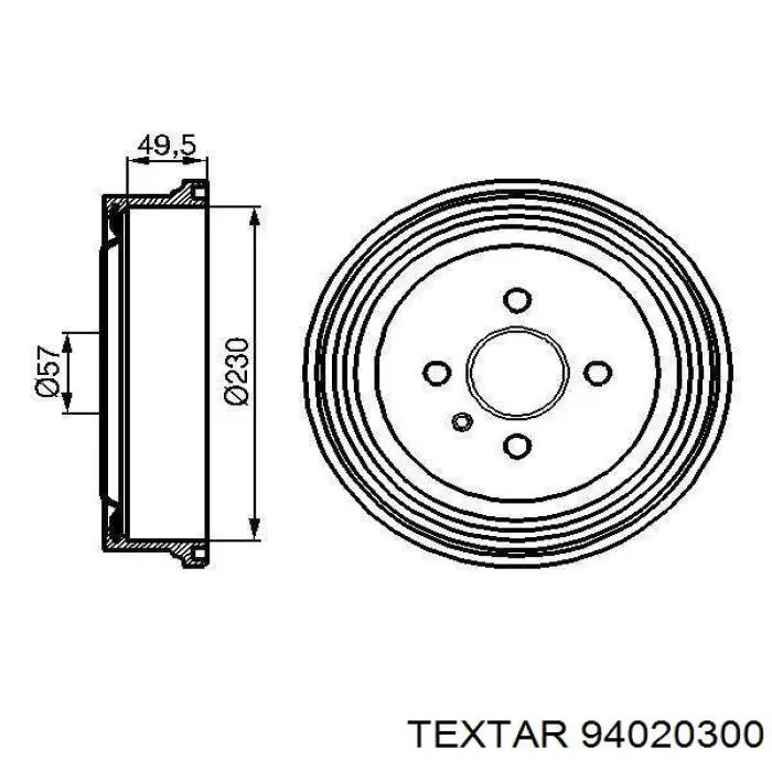 Барабан тормозной задний Textar 94020300 цена, от 31.52 USD