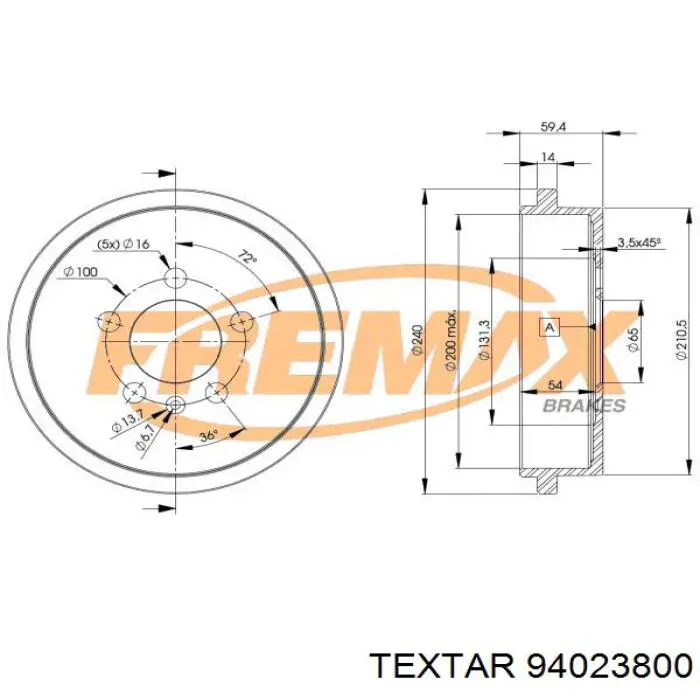 Купить 94023800 Textar Тормозной барабан