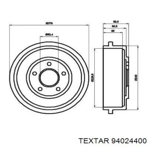 Тормозной барабан 94024400 Textar