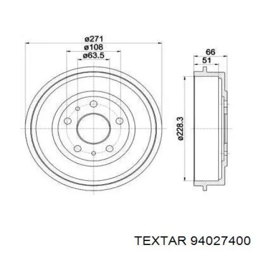 Тормозной барабан 94027400 Textar