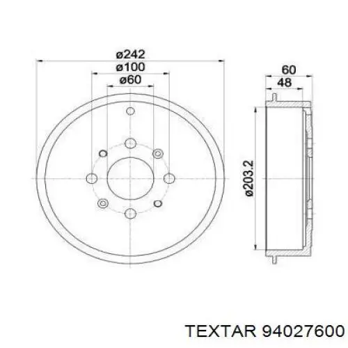 Тормозной барабан 94027600 Textar