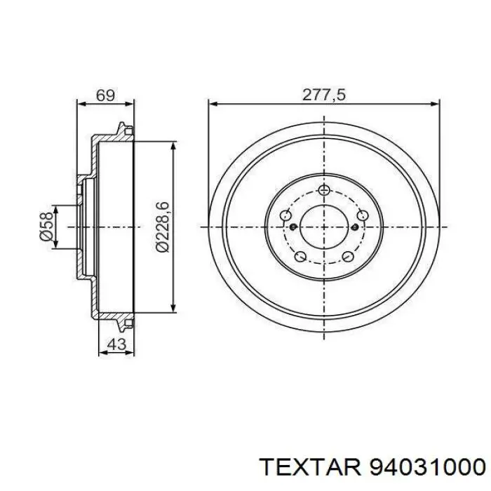 Тормозной барабан 94031000 Textar