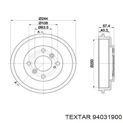 Тормозной барабан 94031900 Textar