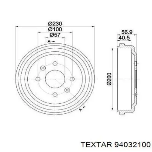 Барабан тормозной задний Textar 94032100 цена, от 39.19 USD