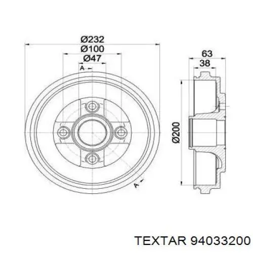 Тормозной барабан 94033200 Textar