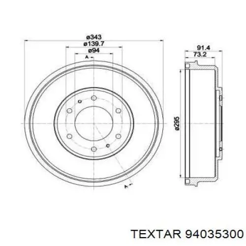 Тормозной барабан 94035300 Textar