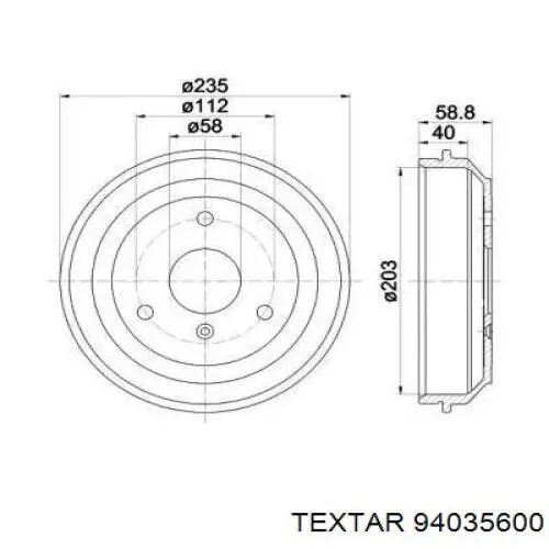 Тормозной барабан 94035600 Textar