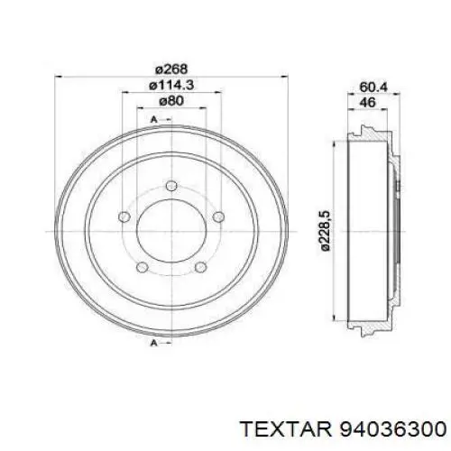 Тормозной барабан 94036300 Textar