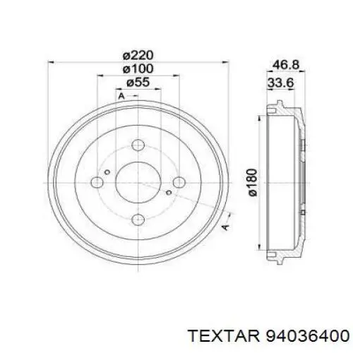 Барабан тормозной задний TEXTAR 94036400