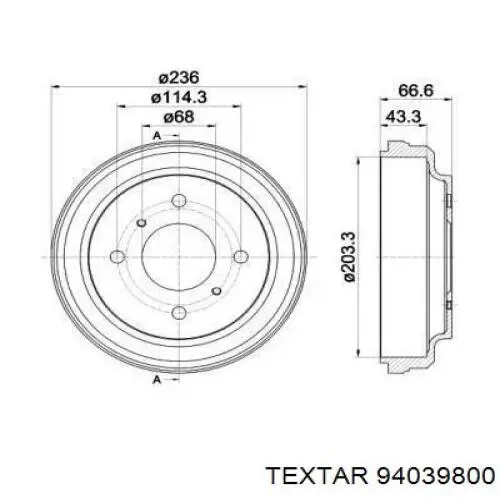 94039800 Textar tambor do freio traseiro