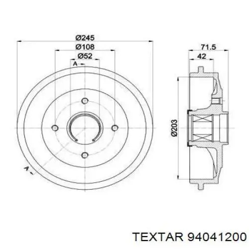 Барабан тормозной задний TEXTAR 94041200