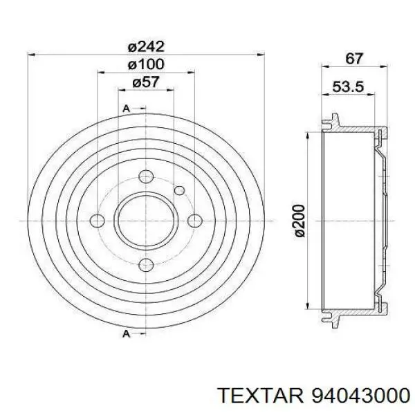 Купить 94043000 Textar Тормозной барабан
