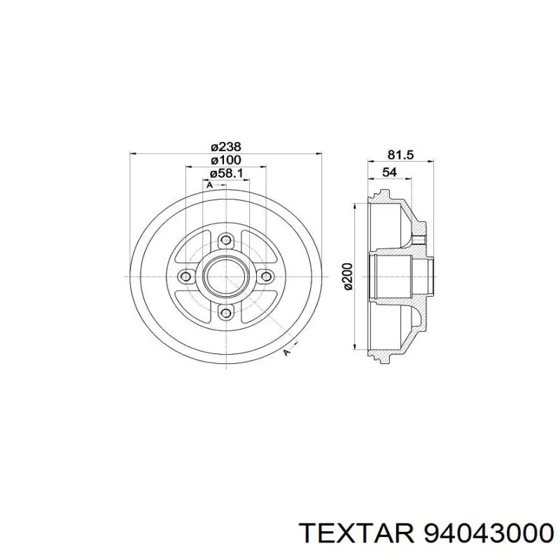 Барабан тормозной задний TEXTAR 94043000