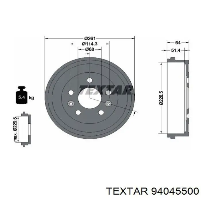 Тормозной барабан 94045500 Textar