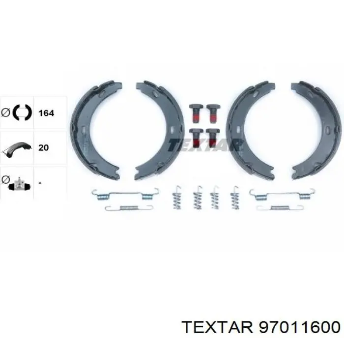 Ремонтный комплект ручника Textar 97011600 цена, от 5.68 USD