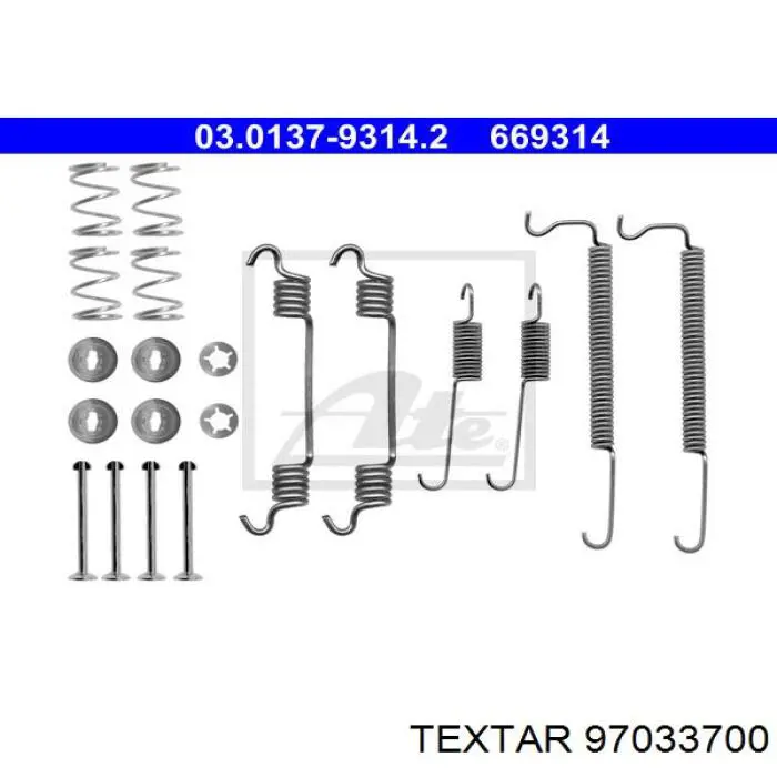 97033700 Textar Комплект монтажный задних барабанных колодок