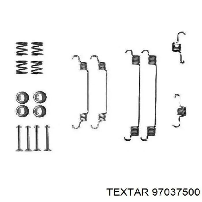 Установочный комплект задних барабанных колодок Textar 97037500 цена, от 6.81 USD