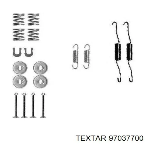 Монтажный комплект задних барабанных колодок 97037700 Textar