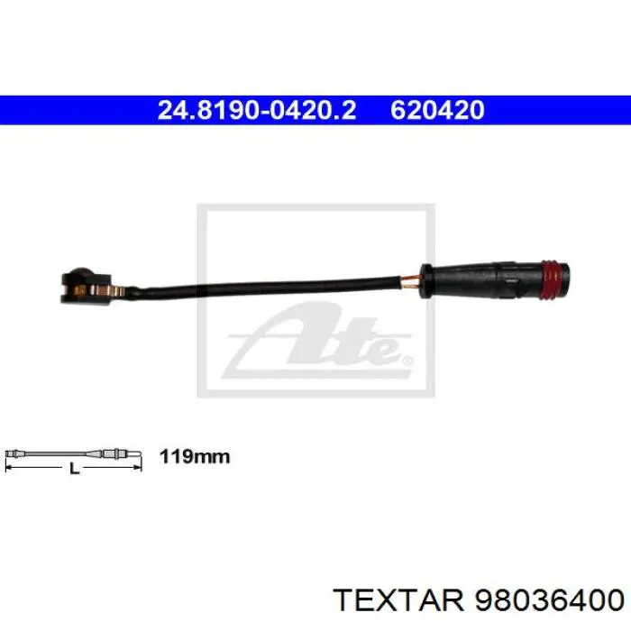 Сигнализатор износ тормозных колодок Textar 98036400 цена, от 9.89 USD