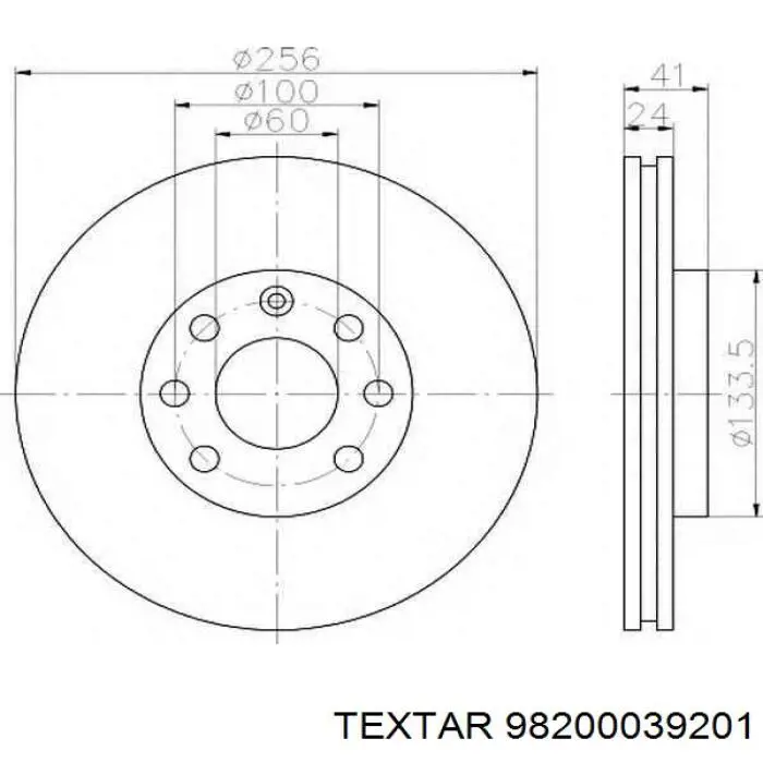 Передний тормозной диск Textar 98200039201