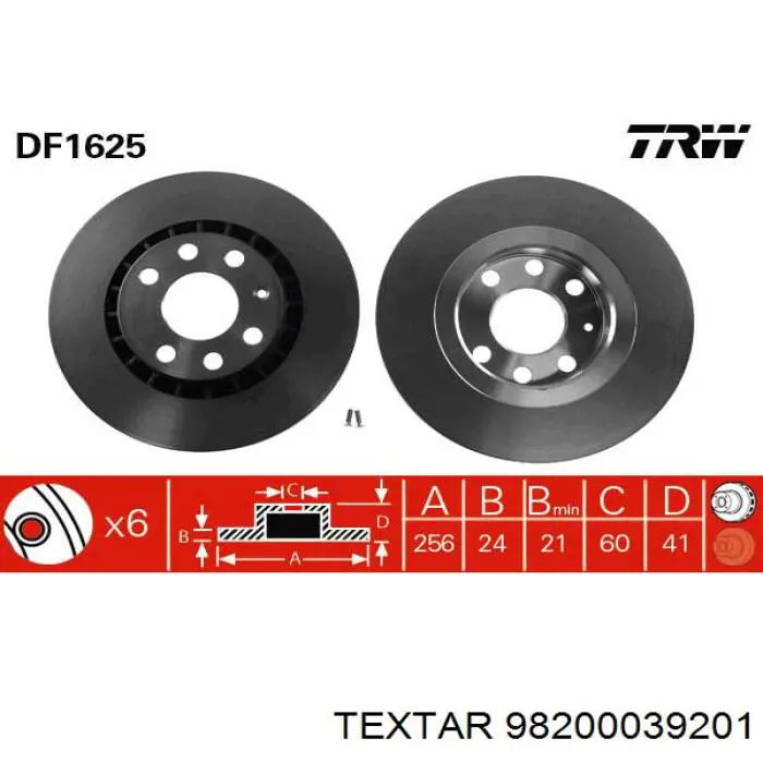 98200 0392 0 1 Textar диск тормозной передний