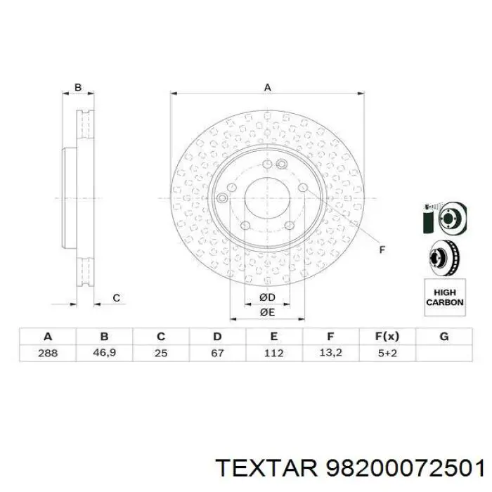 Купить 98200072501 Textar Ротор тормозной