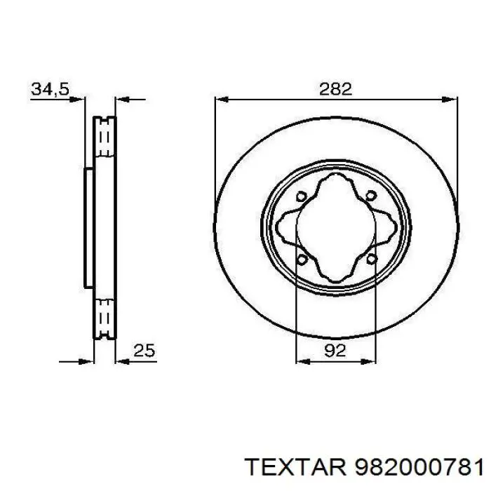 982000781 Textar диск тормозной передний
