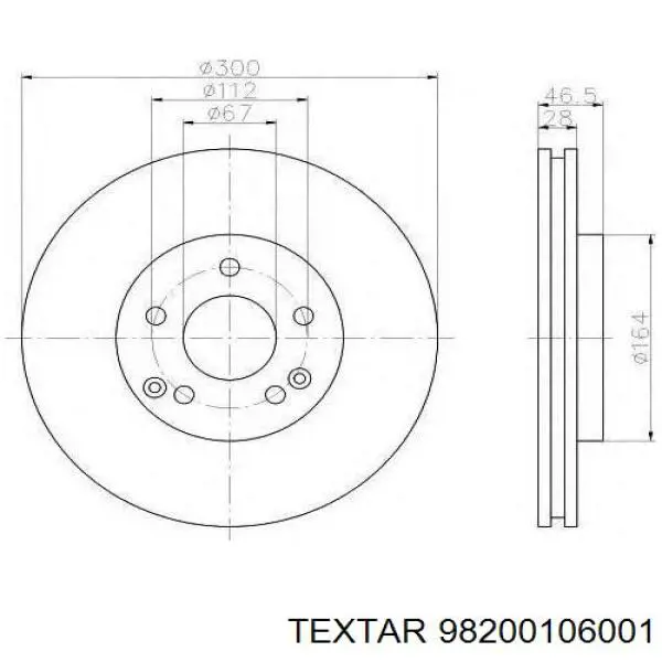 98200106001 Textar диск тормозной передний