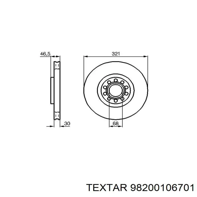 98200106701 Textar Диск тормозной передний