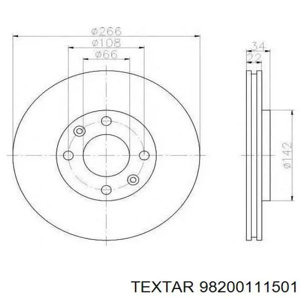 98200111501 Textar диск тормозной передний