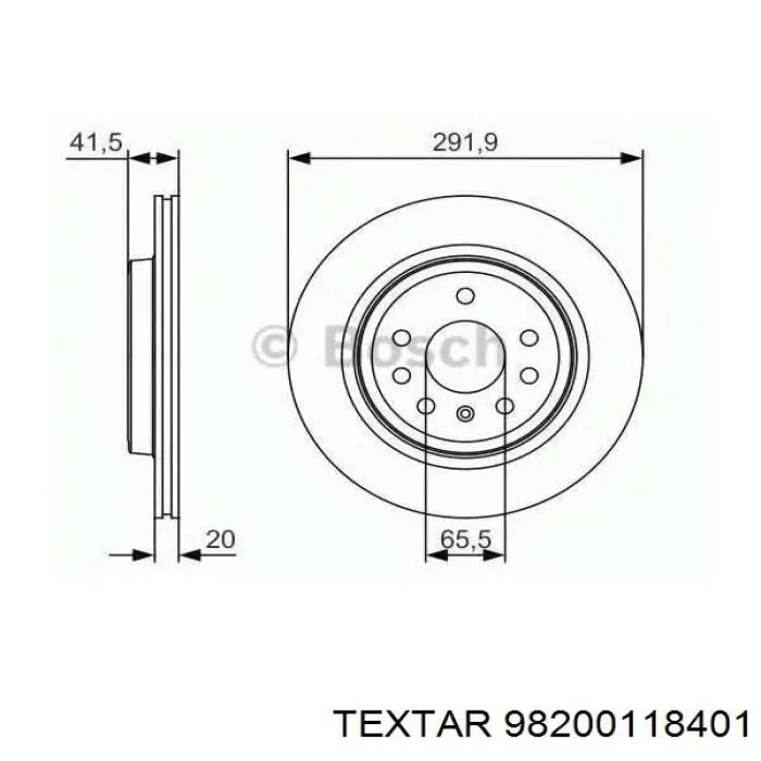 Задний дисковый тормоз Textar 98200118401