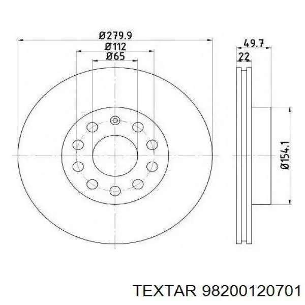 98200120701 Textar диск тормозной передний