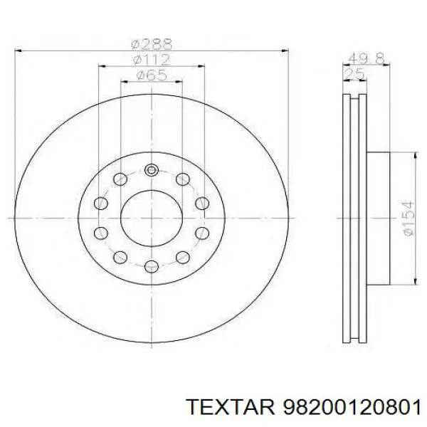 98200120801 Textar диск тормозной передний
